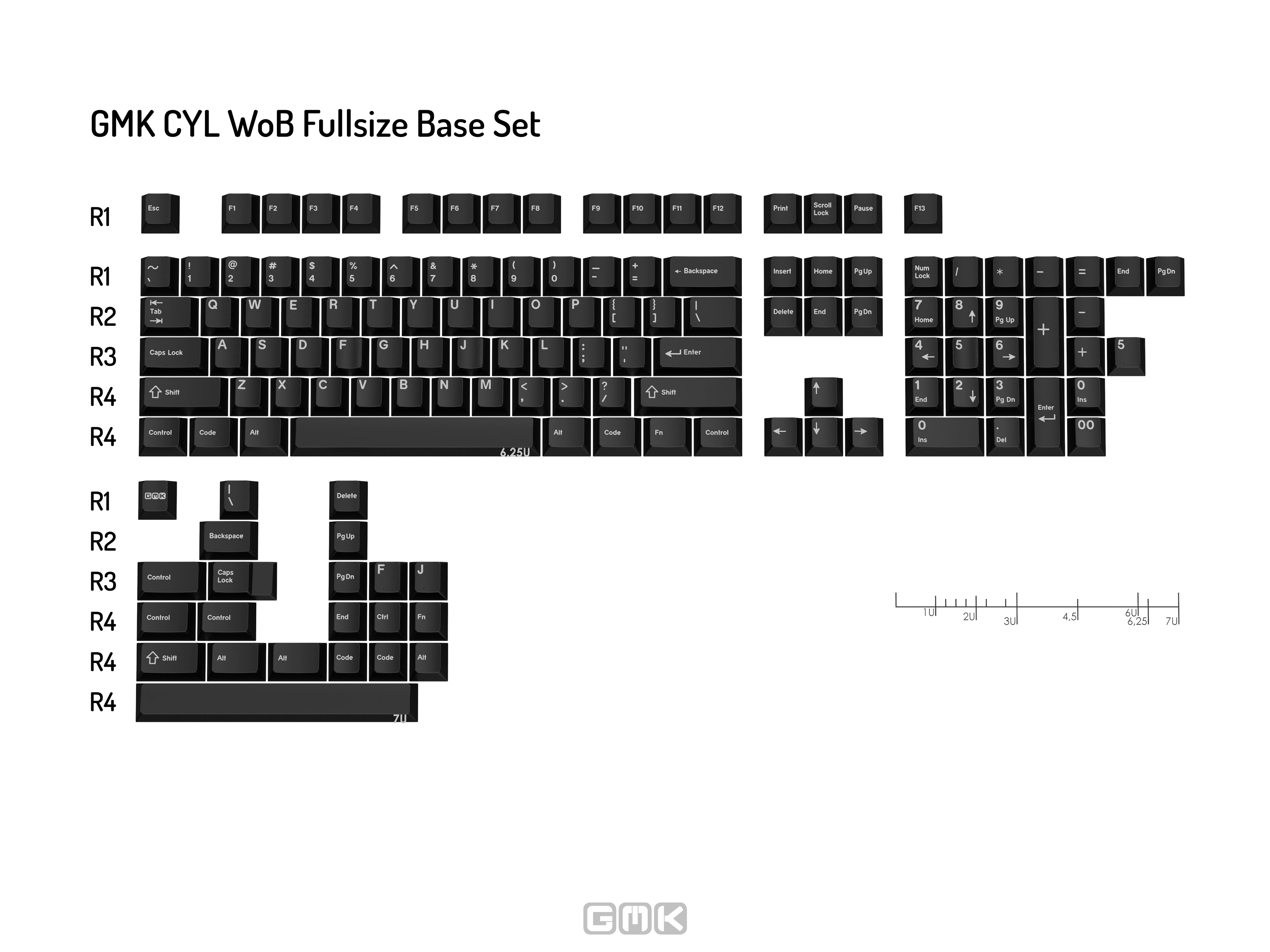 GMK CYL WoB | Classic White on Black Keycap Set